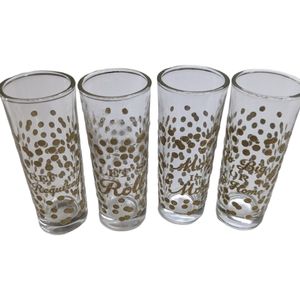 Set of 4 Gold Polka Dot Party Shot Glasses ✨ Fun & Festive! 🎉